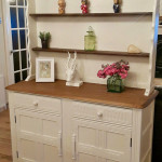 Wooden and white cabinet with shelves